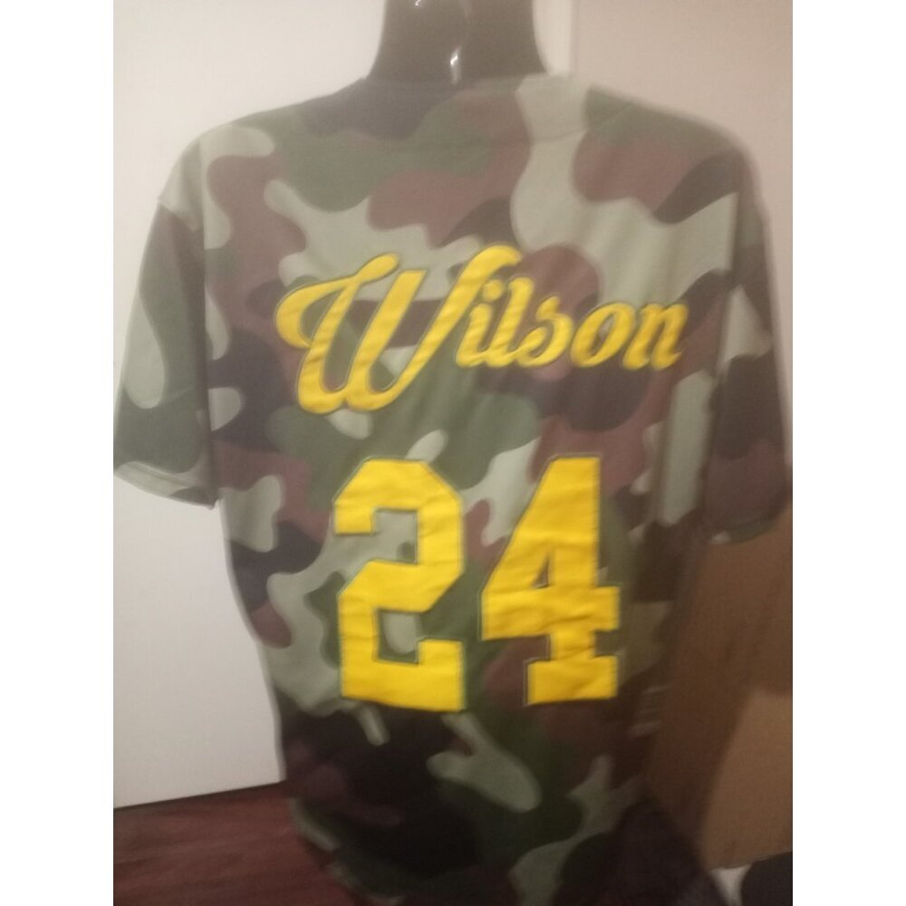 Men's Camoflauge Baseball Button Jersey Size XL Wolfpack Logo Wilson #24 - Picture 6 of 10